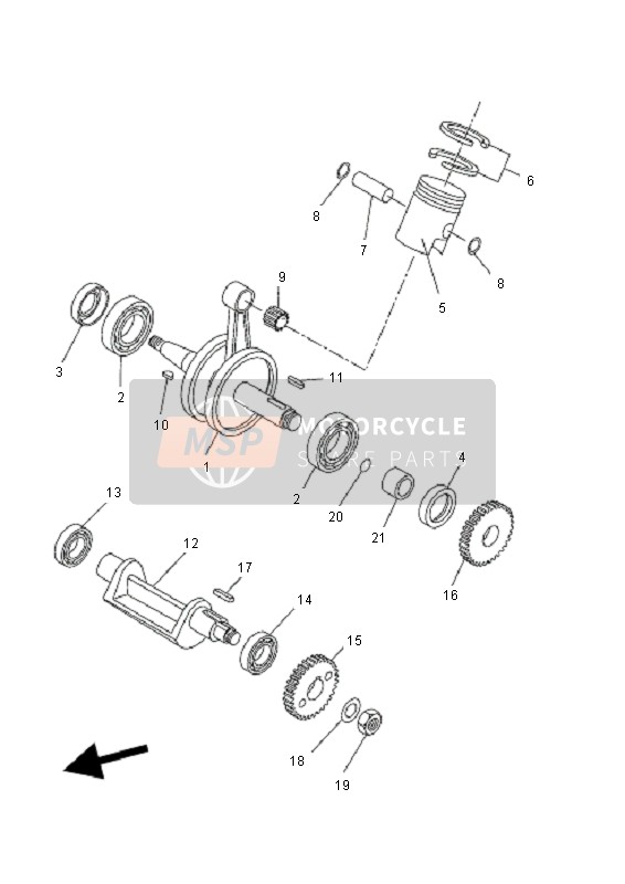 Yamaha DT50R-SM 2010 Vilebrequin & Piston pour un 2010 Yamaha DT50R-SM